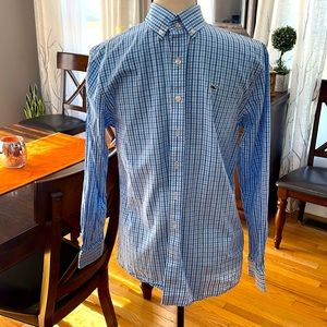 Vineyard Vines Blue Gingham Boys Dress Shirt, Size Large (16)